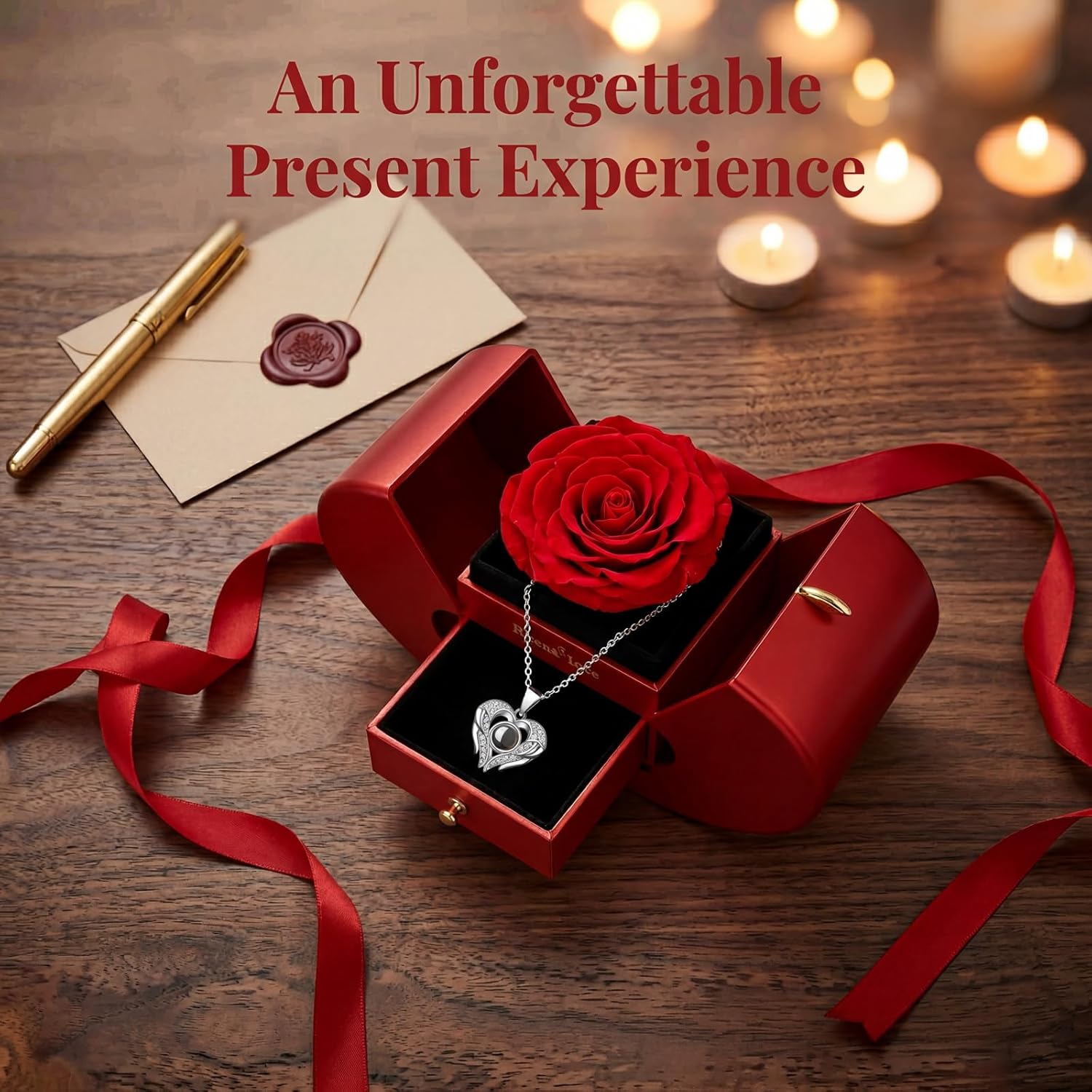 Eternal Rose & Love Necklace Gift Set